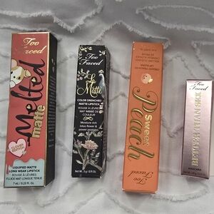 Too Faced Lipstick and Mascara Collection - Sweet Peach, Black, Pink